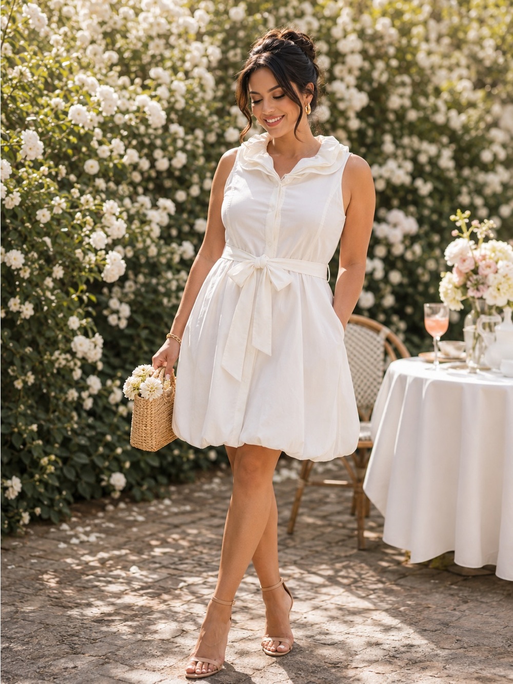 Ivy + Blu White Sleeveless Dress Ruffle NWT SZ 16 wedding guest Easter